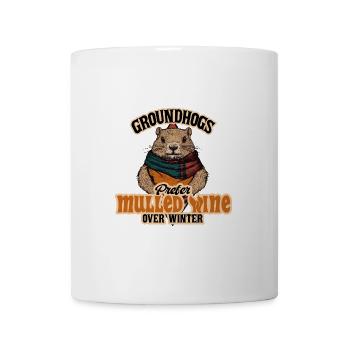 Les marmottes préfèrent le vin chaud au design hivernal - Mug blanc - blanc - Devant