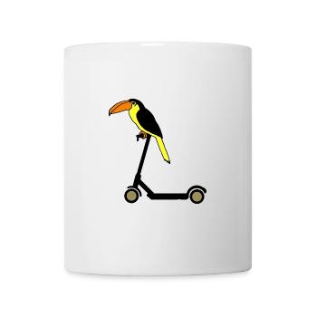 Tucan Rides Trottinette E Oiseau de Paradis - Mug blanc - blanc - Devant