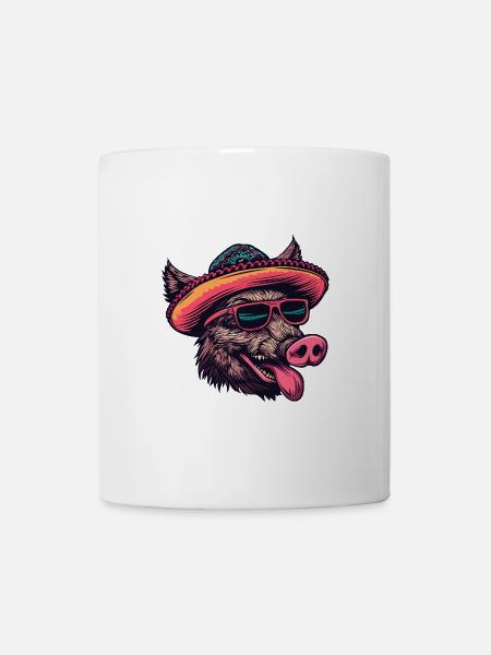Wildschwein Sombrero - Tasse - Weiß