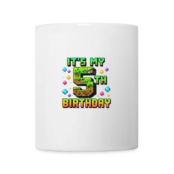 5. Geburtstag Kinder Pixel - Tasse - Weiß - Vorne