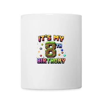 8. Geburtstag Kinder Pixel - Tasse - Weiß - Vorne