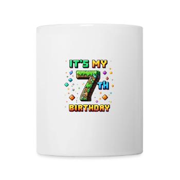 7. Geburtstag Kinder Pixel - Tasse - Weiß - Vorne