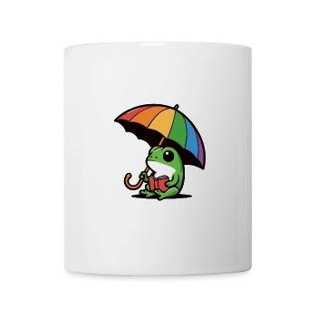 Wetterforsch Meteorologe Frosch Regenschirm Buch - Tasse - Weiß - Vorne