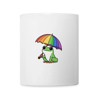 Comic Wetterforsch Frosch Kröte mit Regenschirm - Tasse - Weiß - Vorne