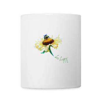 Bee Happy Summer Motif Bee Flower - Mug - white - Front
