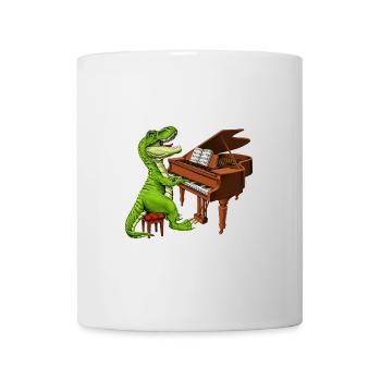 T Rex Dinosaur Playing Piano - Mug - white - Front