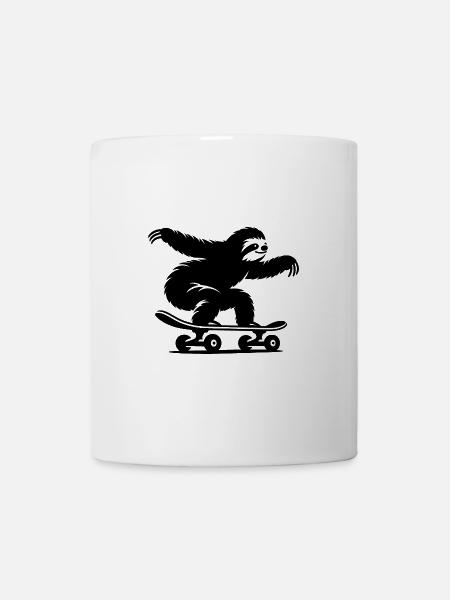 Faultier Skateboard Skater Silhouette - Tasse - Weiß
