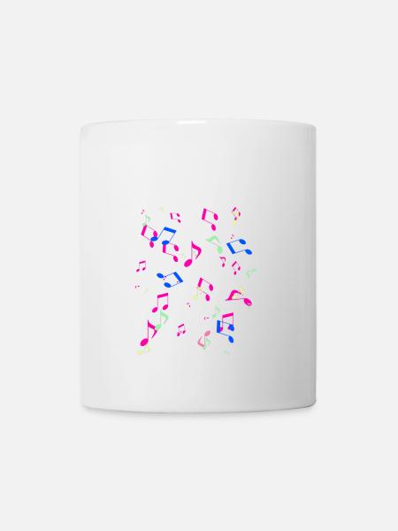 Noten, Musik, bunte Noten, bunt,pink - Tasse - Weiß