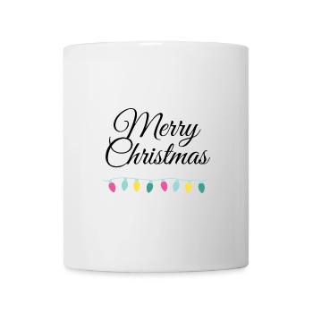 Joyeux Noël avec des guirlandes lumineuses - Mug blanc - blanc - Devant