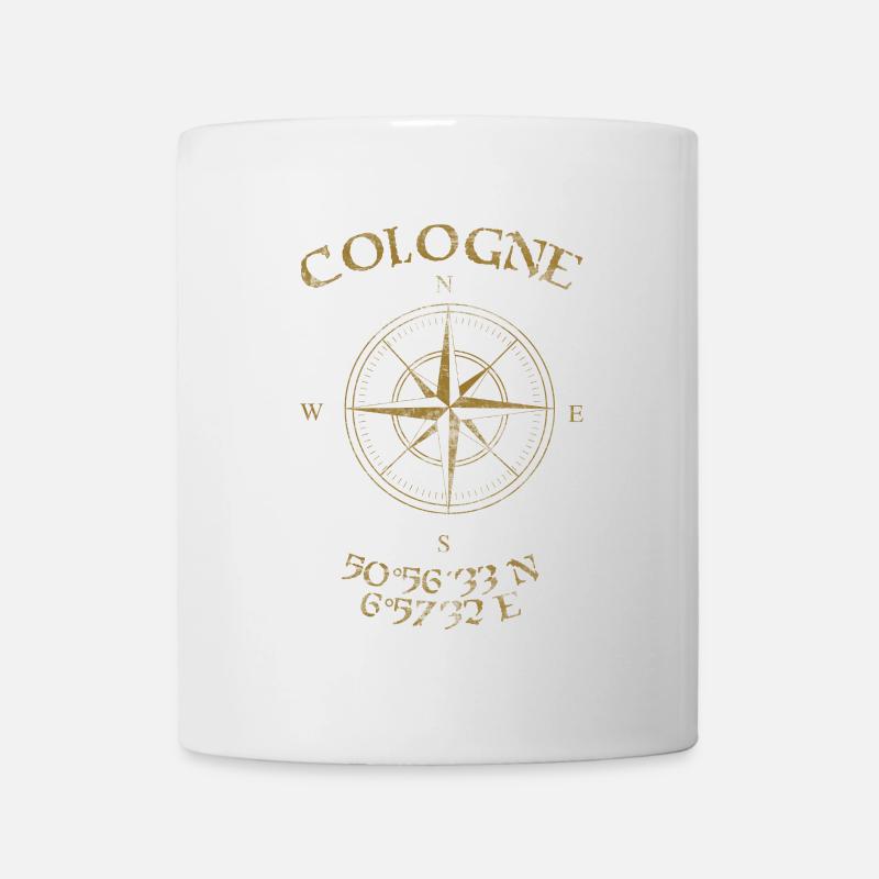 Boussole Coordonnées GPS Cologne - Mug blanc - blanc