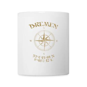 Kompass GPS Koordinaten Bremen - Tasse - Weiß - Vorne