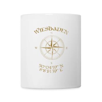 Kompass GPS Koordinaten Wiesbaden - Tasse - Weiß - Vorne
