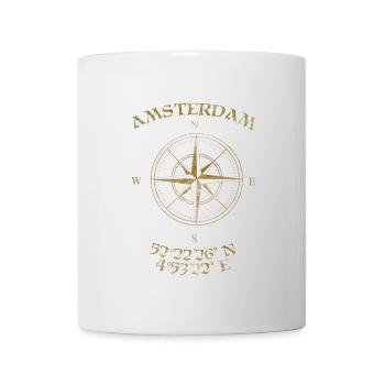 Kompass GPS Koordinaten Amsterdam - Tasse - Weiß - Vorne