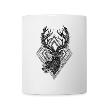 Deer Tribal in Rhombus - Deer Tattoo - DIGITAL - Mug - white - Front