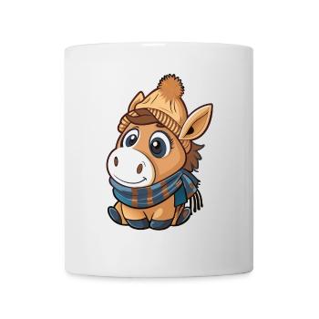 Niedlicher Esel mit Schal und Pudelmütze. - Tasse - Weiß - Vorne