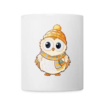Niedliche Eule mit Schal und Pudelmütze. - Tasse - Weiß - Vorne