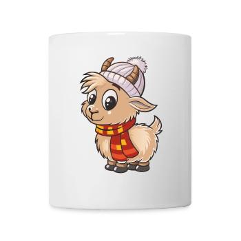 Niedliche Ziege mit Schal und Pudelmütze. - Tasse - Weiß - Vorne