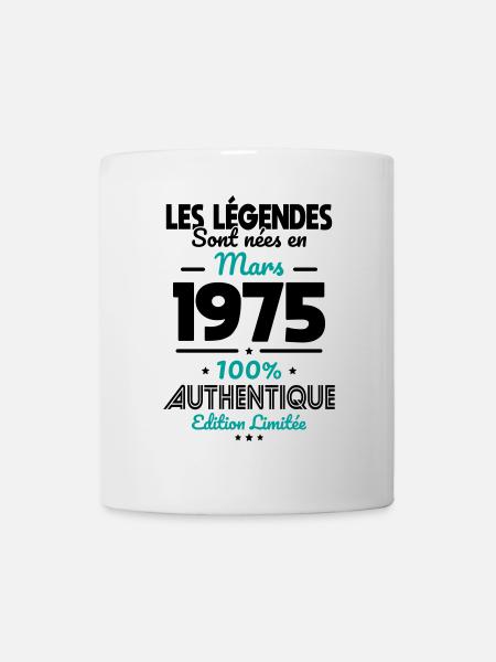 50-jähriges Jubiläum - Legenden geboren im März 1975 - Tasse - Weiß