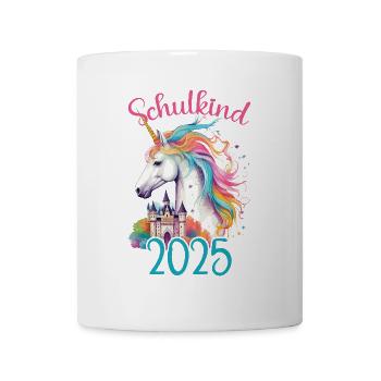 Schulkind 2025 Einhorn Einschulung Schule Schüler - Tasse - Weiß - Vorne