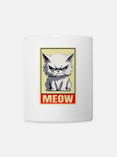 Katze Miau Mürrisch Grantig Griesgrämig Lustig - Tasse - Weiß