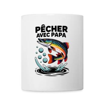 Je vais à la pêche avec papa - brochet bondissant - Mug blanc - blanc - Devant