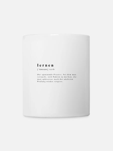 Learning - Verb - Definition - Phonetic Transcription - Mug - white