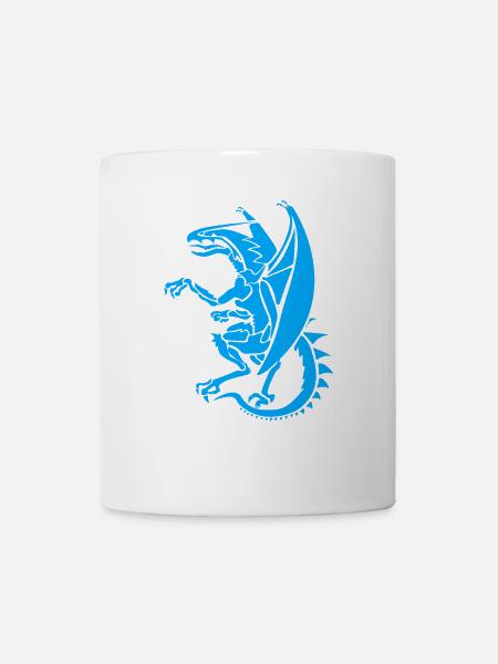 blauer Drache T Shirt Drachen blau Fabelwesen - Tasse - Weiß