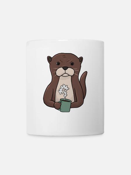 Mürrischer Otter mit Kaffee Morgenmuffel - Tasse - Weiß