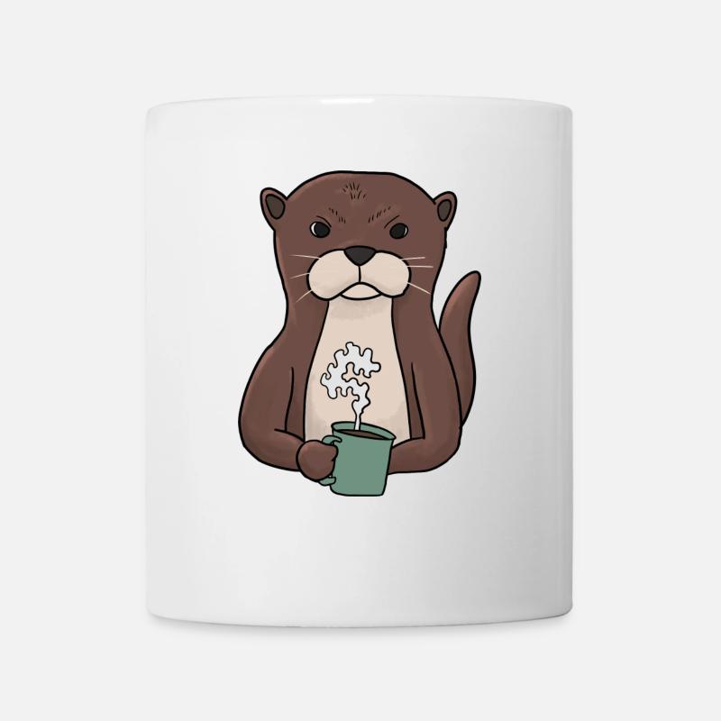 Mürrischer Otter mit Kaffee Morgenmuffel - Tasse - Weiß