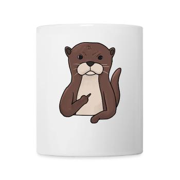 Loutre grincheux avec un majeur - Mug blanc - blanc - Devant
