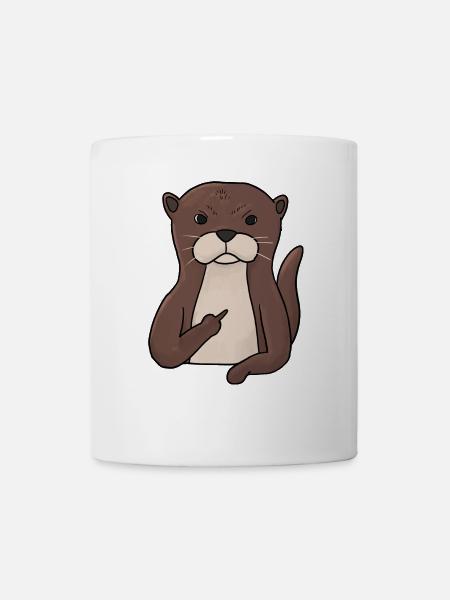Mürrischer Otter mit Mittelfinger - Tasse - Weiß