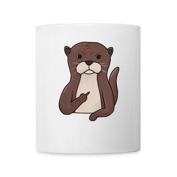 Mürrischer Otter with middle finger - Mug - white - Front