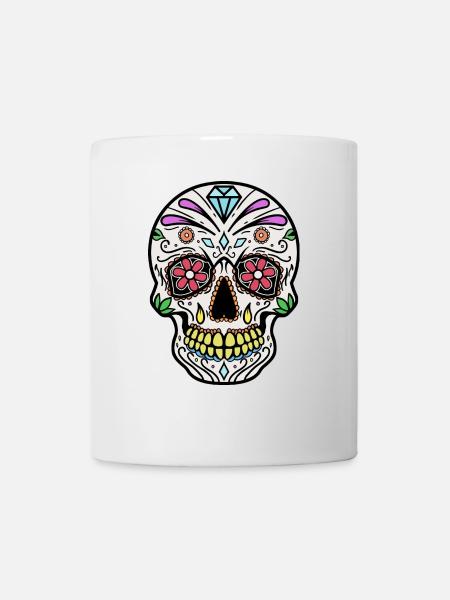 Mexican Skull Dia de los Muertos Day of the - Mug - white
