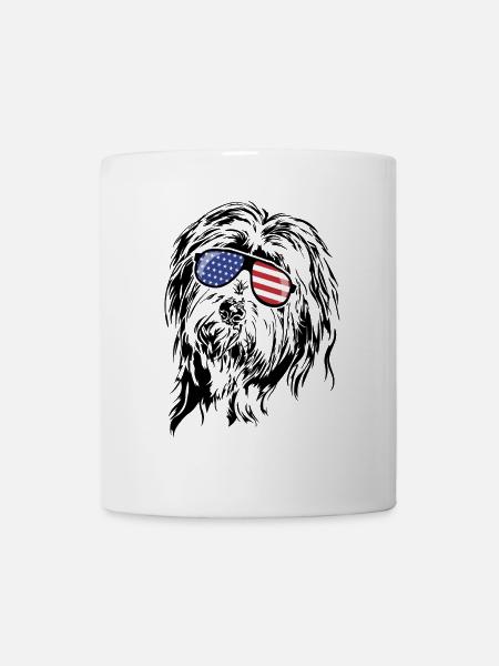 BEARDED COLLIE America Flag Sunglasses Wilsigns - Mug - white