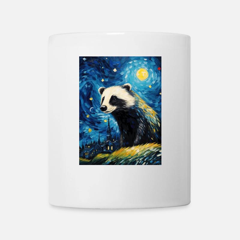 Dachs van gogh sternennacht - Tasse - Weiß