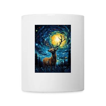 Cerf, Van Gogh, Nuit Étoilée, Animal - Mug blanc - blanc - Devant