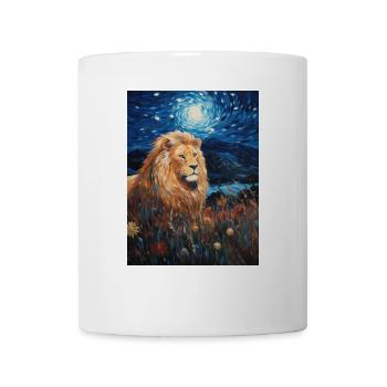 Lion, Van Gogh, Nuit Étoilée, Animal, Lions - Mug blanc - blanc - Devant
