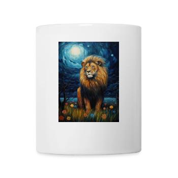 Lion, Van Gogh, Nuit Étoilée, Animal, Lions - Mug blanc - blanc - Devant