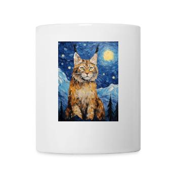 luchs, van gogh, sternennacht, tier - Tasse - Weiß - Vorne