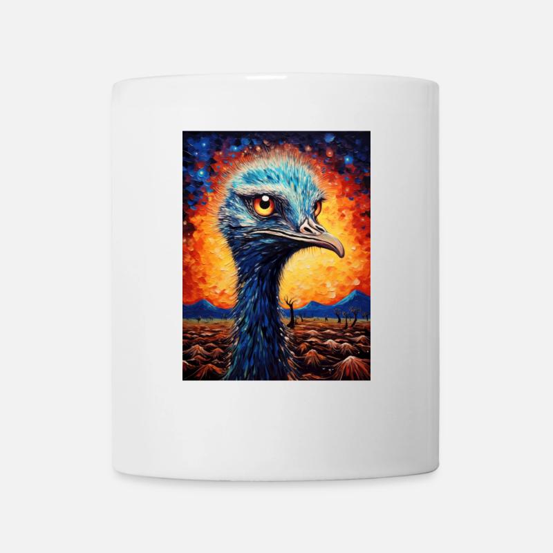 strauß, van gogh, sternennacht, tier, vogel - Tasse - Weiß