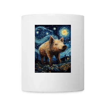 Sanglier, Van Gogh, Nuit Étoilée, Animal, Cochon - Mug blanc - blanc - Devant