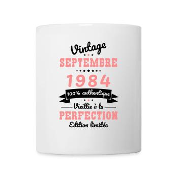 40 Jahre Jubiläum - Jahrgang - September 1984 - Tasse - Weiß - Vorne