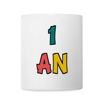 1. 1 Jahr. 1. JAHRESTAG. 1-JÄHRIGES JUBILÄUM - Tasse - Weiß - Vorne