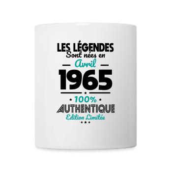 Anniversaire 60 ans - Légendes nées Avril 1965 - Mug blanc - blanc - Devant