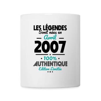 18th birthday - Legends born April 2007 - Mug - white - Front