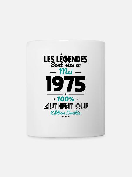 Anniversaire 50 ans - Légendes nées Mai 1975 - Mug blanc - blanc