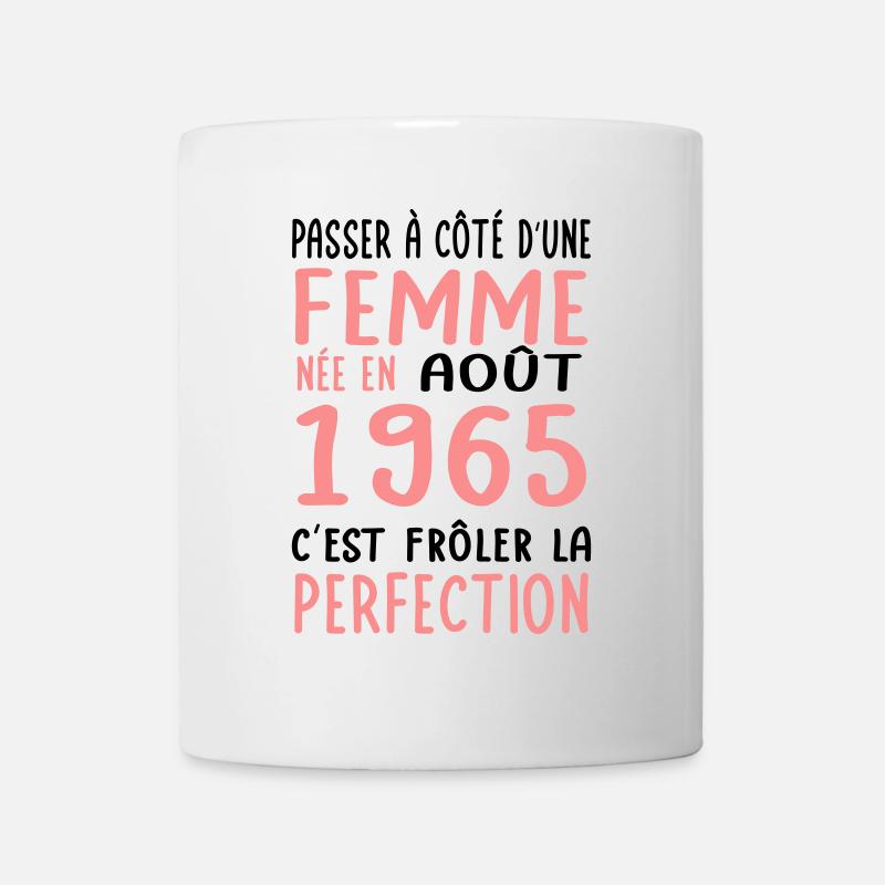 60. Geburtstag - geboren im August 1965 - Tasse - Weiß
