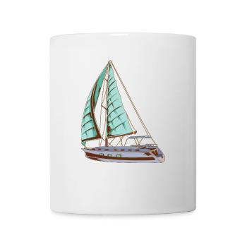 Segelschiff Boot Yacht Segeln Wasser Tau Geschenk - Tasse - Weiß - Vorne