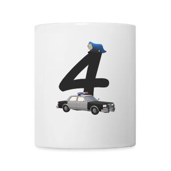 Police, Voiture, Anniversaire, 4, Années, Quatre, Enfants - Mug blanc - blanc - Devant