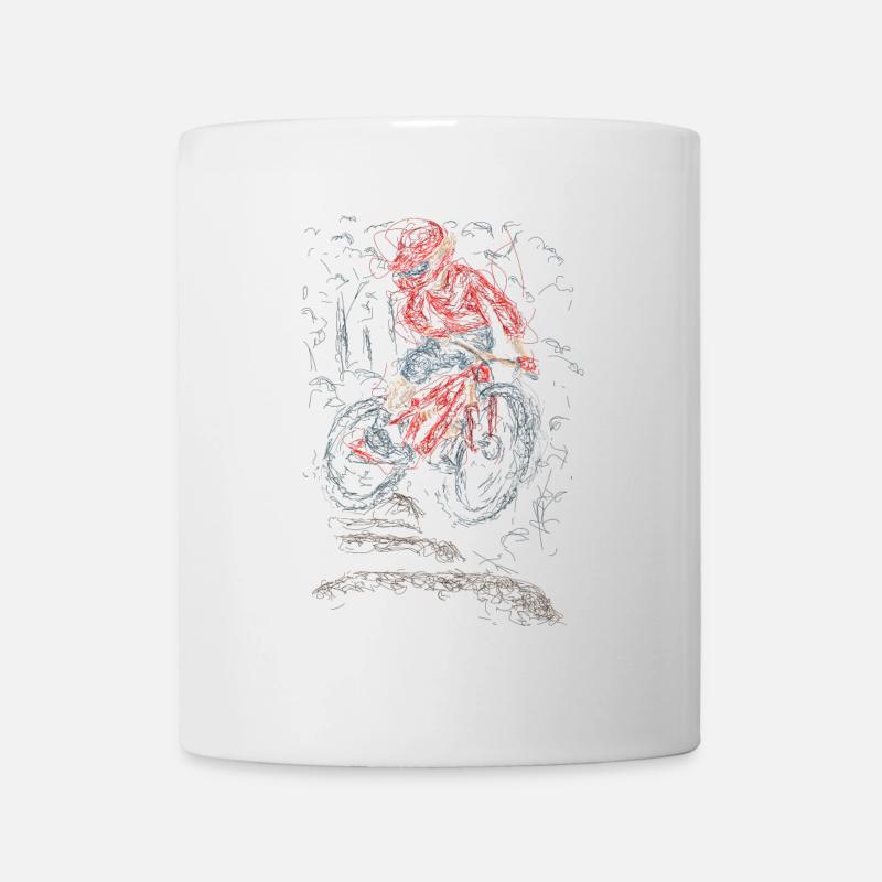 Descente cycliste saut ligne art dessin approximatif - Mug blanc - blanc